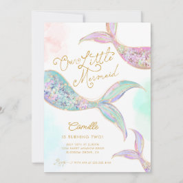 Girl Mermaid unter Meer Zweiten Geburtstag Einladung