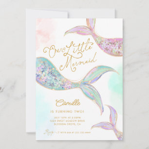 Girl Mermaid unter Meer Zweiten Geburtstag Einladung