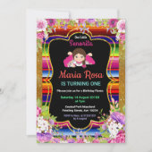 Girl Mexican Fiesta Floral Einladung zum 1. Geburt (Vorderseite)