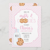 Girl Milk and Cookies Rosa Einladung zum Geburtsta (Vorne/Hinten)