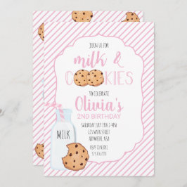 Girl Milk and Cookies Rosa Einladung zum Geburtsta