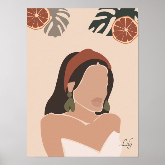 Girl Minimal Boho Chic Art Poster (Vorne)