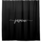 Girl Minimalistisch Black Monogram Name Script Duschvorhang (Vorderseite)