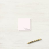 Girl-Minimalistisch Blush-Pink-Monogramm Post-it Klebezettel (Auf Schreibtisch)