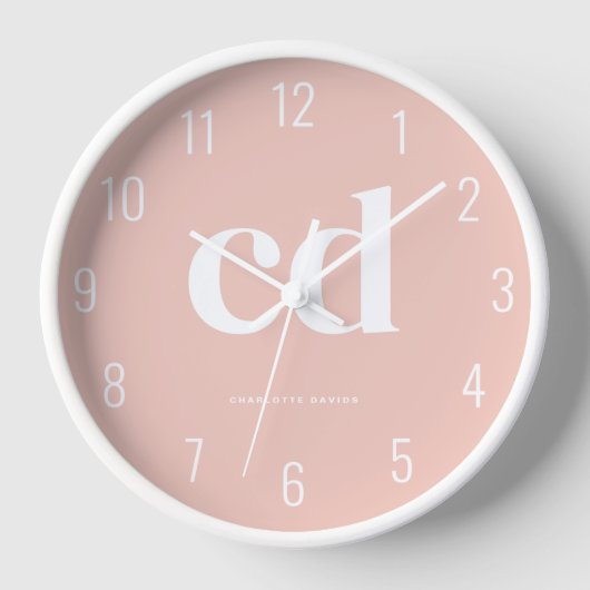 Girl Minimalistisch Pink Monogram Uhr (Vorderseite)