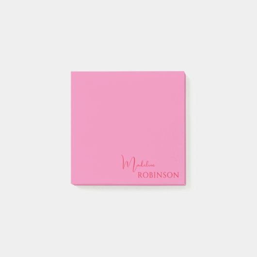Girl Minimalistisch rosa Monogramm Post-it Klebezettel (Vorderseite)