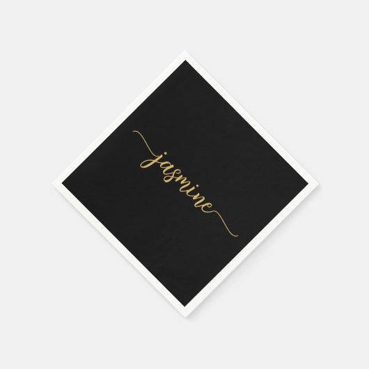 Girl Minimalistisch Simple Black Gold Monogram Scr Serviette (Ecke)
