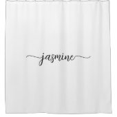 Girl Minimalistisch White Monogram Name Script Duschvorhang (Vorderseite)