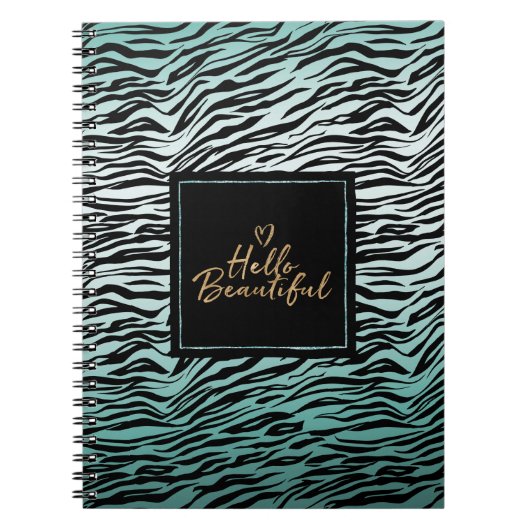 Girl Mint Black Zebra Print Ombre Hallo Schöne Notizblock (Vorderseite)