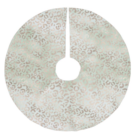 Girl Mint Glam Gold Leopard Printfarbe Polyester Weihnachtsbaumdecke (Vorderseite)