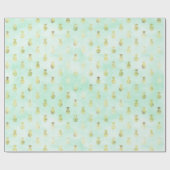 Girl Mint Glam Gold Tropische Ananas Geschenkpapier (Flach)