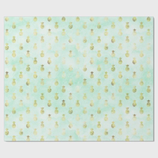 Girl Mint Glam Gold Tropische Ananas Geschenkpapier (Flach)
