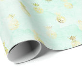 Girl Mint Glam Gold Tropische Ananas Geschenkpapier (Rolleneckpunkt)