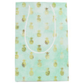 Girl Mint Glam Gold Tropische Ananas Mittlere Geschenktüte (Vorderseite)