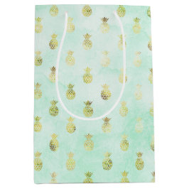 Girl Mint Glam Gold Tropische Ananas Mittlere Geschenktüte
