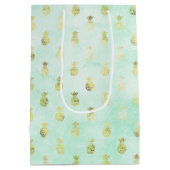 Girl Mint Glam Gold Tropische Ananas Mittlere Geschenktüte (Rückseite)