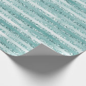 Girl Mint Glitzer Glam Streifen Geschenkpapier (Ecke)
