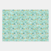 Girl Mint Gold Glitzer Floral Geschenkpapier Set (Vorderseite 2)