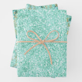 Girl Mint Gold Glitzer Floral Geschenkpapier Set (Beispiel)