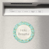 Girl Mint Gold Glitzer Floral Magnet (In Situ (Geschirrspüler))