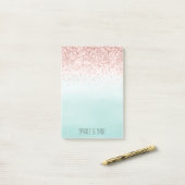 Girl Mint Ombre Glam Pink Glitzer Post-it Klebezettel (Auf Schreibtisch)
