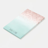 Girl Mint Ombre Glam Pink Glitzer Post-it Klebezettel (angewinkelt)
