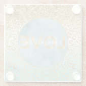 Girl Mint Watercolor Gold Leopard Print Liebe Glasuntersetzer (Rückseite)