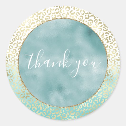Girl Mint Watercolor Gold Leopard Print Runder Aufkleber (Vorderseite)