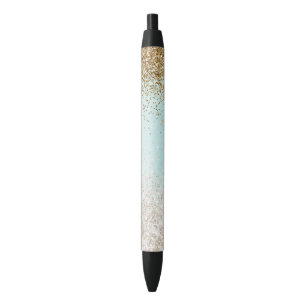 Girl Mint Watercolor Ombre Gold Glitzy Glitzer Kugelschreiber