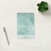 Girl Mint White Leopard Print Glitzer Post-it Klebezettel (Büro)