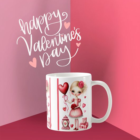 Girl mit Balloon Valentine Coffee Tasse