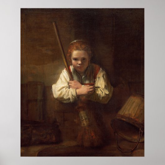 Girl mit Broom - Rembrandt Fine Art Poster (Vorne)