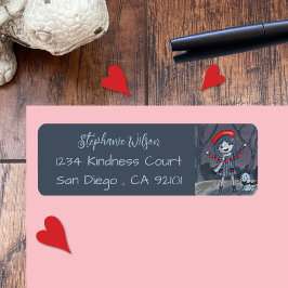 Girl mit Garland Blue Red Rücksendeadressen-Aufkle