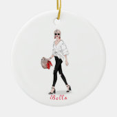 Girl mit Hat Paris Fashion Personalisiert Custom Keramik Ornament (Vorne)