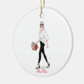 Girl mit Hat Paris Fashion Personalisiert Custom Keramik Ornament (Links)