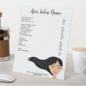 Girl mit Long Black Fflügler Haar Friseur Menü Sockelschild (In Situ)