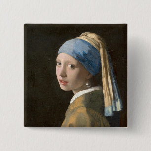 Girl mit Perl Earring-Johannes Vermeer Art Button