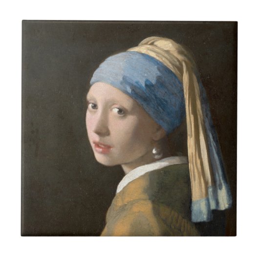 Girl mit Perl Earring-Johannes Vermeer Art Fliese (Vorderseite)