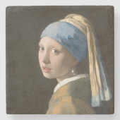 Girl mit Perl Earring-Johannes Vermeer Art Steinuntersetzer (Vorderseite)