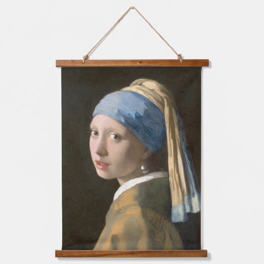 Girl mit Perl Earring-Johannes Vermeer Art Wandteppich Mit Holzrahmen (Vorderseite)