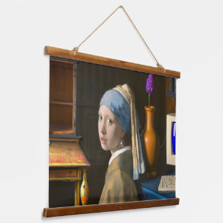 Girl mit Perlenohrring neues Rendering-Poster Wandteppich Mit Holzrahmen