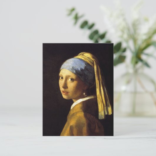 Girl mit Perlmutt Vermeer Fine Art Postkarte (Stehend Vorderseite)
