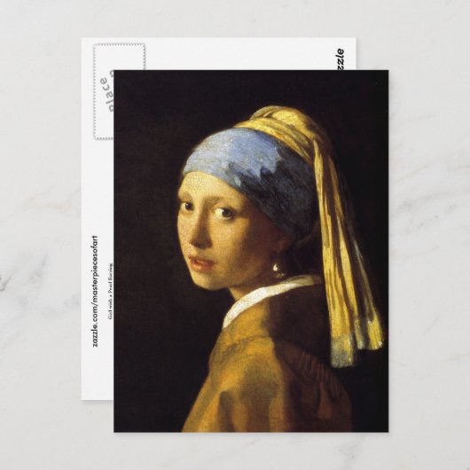 Girl mit Perlmutt Vermeer Fine Art Postkarte (Vorne/Hinten)