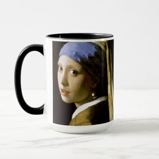 Girl mit Perlmutt Vermeer Fine Art Tasse (Links)