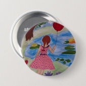 Girl mit Red-Balloon-Abzeichen Button (Vorne & Hinten)