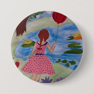 Girl mit Red-Balloon-Abzeichen Button