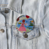 Girl mit Red-Balloon-Abzeichen Button (Beispiel)