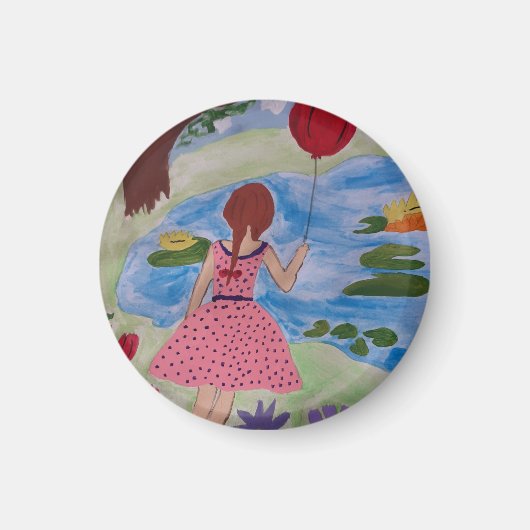 Girl mit Red Balloon Magnet (Vorne)