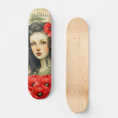 Girl mit Red Poppies Vintag Inspiriert Skateboard (Vorderseite)