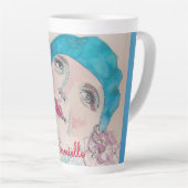 Girl mit Rote Rose Beret Wasserfarbe Blume Milchtasse (Rechte Ecke)